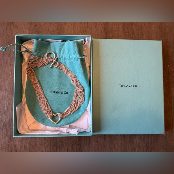 Tiffany & Co. Sterling Silver Mesh Heart Toggle Necklace 🩵 - Picture 2 of 7